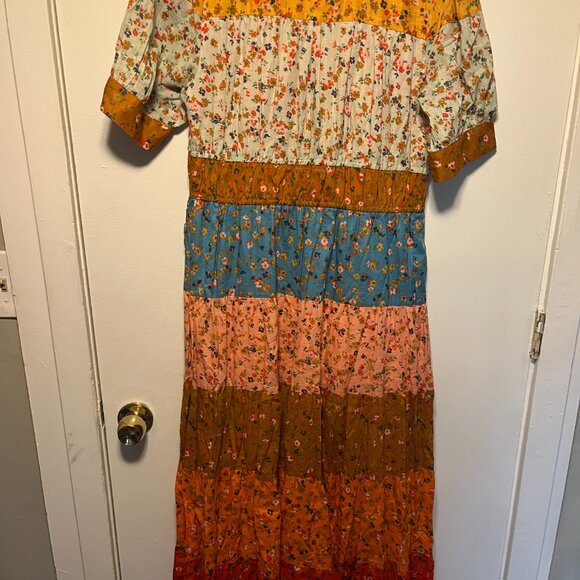 Anthropologie Multicolor Patchwork Button Front Midi Dress – Women’s M - Picture 4 of 8